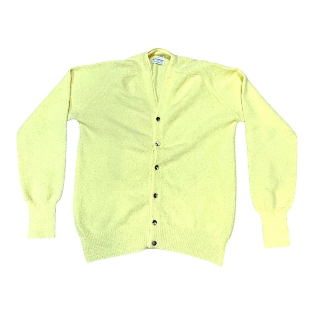 Vintage Desmonds Southern California Yellow Cardigan Sweater L Mr Rogers READ